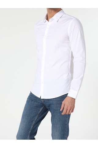 Colin's Super Slim Fit Shirt Neck Erkek Beyaz Uzun Kol Gömlek CL1041350_Q1.V1_WHT
