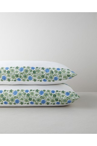 English Home Forest Blossom Kolay Ütülenir 2'li Yastık Kılıfı 50x70 Cm Mavi - Yeşil