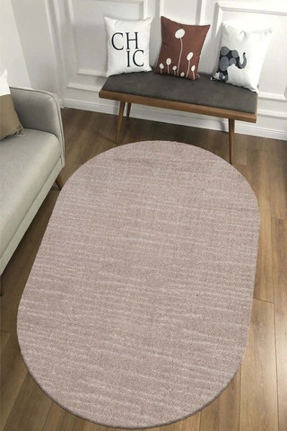 Raschel Carpet Moopy Oval Bej Bukleli Yumuşak Soft Dokuma Yolluk Halı Salon Halısı Lp1007a Bej Bej