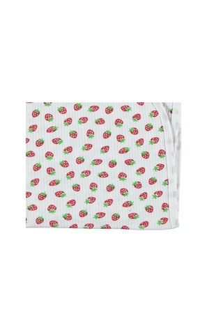 Pamuklu Kaliteli Çilek Desenli Mevsimlik Bebek Battaniye 80 90cm Beyaz