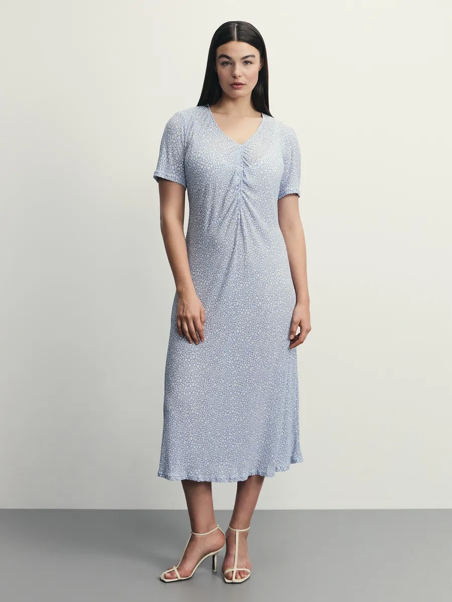 Zarına Çiçek Desenli Yazlık Midi Elbise 348516057 Açık Mavi