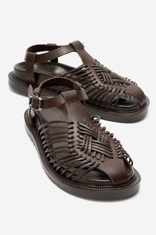 Luvi Shoes Thames Kahverengi Hakiki Deri Kadın Sandalet
