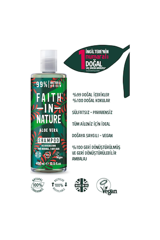 Faith in Nature %99 Doğal Yenileyici Şampuan Aloe Vera Normal & Kuruya Dönük Saçlar İçin 400 ML