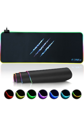 Raptor Xxl 90x40cm Mikrofiber Yüzey Kaydırmaz Kauçuk Zemin 360 Rgb Dikişli Xxl Mousepad - Siyah