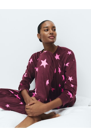 Marks & Spencer Polar Baskılı Pijama Takımı T37004626F Mor