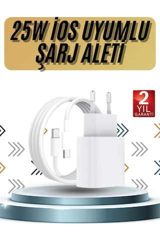 15/pro/pro 20w iOS Uyumlu Hızlı Şarj Aleti Adaptörlü Beyaz