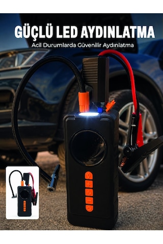 10000mah Şarjlı Araç Kompresörü Akü Takviye Cihazı Powerbank Özellikli Dijital Lastik Şişirme Pompası Uczzvm726-3