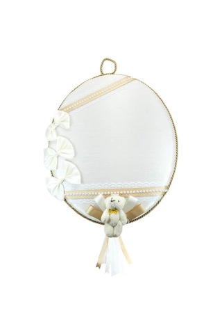 Süslebabypartystore Ipek Kumaş, Ayıcıklı Ve Isimli Oval Kapı Süsü Çok Renkli