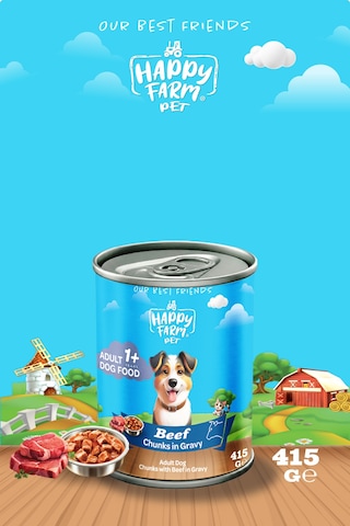 Happy Farm Yetişkin Yaş Köpek Maması Biftekli 415 Gr 12 Adet