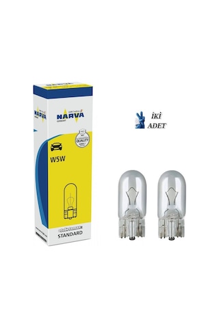 İKİ ADET NARVA 12V. 5W (17177) W5W STANDART DİPSİZ AMPUL