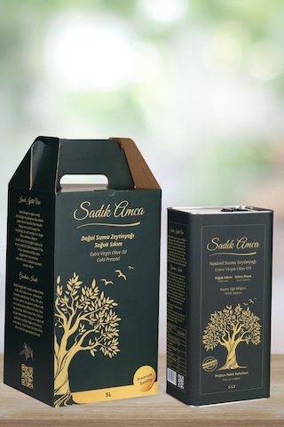 Erken Hasat Soğuk Sıkım Natürel Sızma Zeytinyağı 5 Lt. Özel Tasarım Teneke