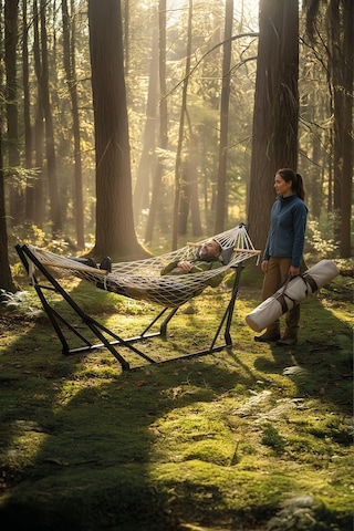 Metatek Katlanır Metal Ayaklı Taşınabilir 3 Kademe Hamak Siyah