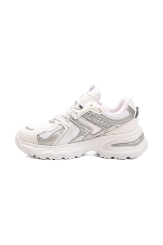 Beyaz Bağcıklı Kalın Taban Hafif Kadın Sneaker 2318 G Beyaz