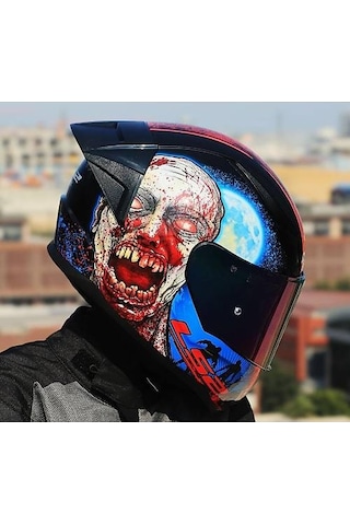 Ls2 Rapıd 2 Race Zombıe Fullface Motosiklet Kaskı Gökkuşağı Camlı Siyah