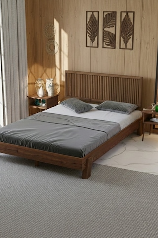 Renazzo Ebruli Dikey Başlıklı Masif Ahşap Karyola Ceviz 140x190 Ceviz - 140 X 190