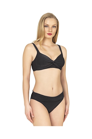 Endeep Kadın Toparlayıcı Bağlama Detaylı Siyah Bikini Takımı Siyah