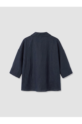 Lcw Vision Lacivert Oversize Kadın %100 Keten Gömlek