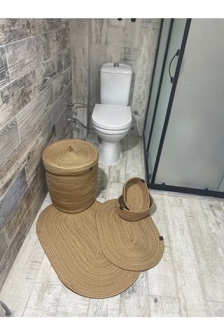 Banyo Takımı ,banyo Seti ,kirli Sepeti ,paspas Takımı ,oval Sepet ,çamaşır Sepeti ,dekor Banyoseti Altın-düz Siyah-Gold