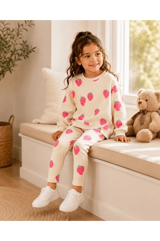 Eray Alp Kids Kız Çocuk Sweatshirt Tayt Takım Günlük Rahat Kombin Bej