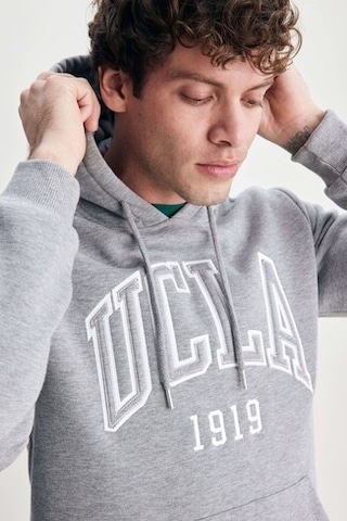 Ucla Jepsen Gri Kapüşonlu Nakışlı Standard Fit Erkek Sweatshirt Gri
