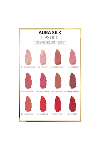 Note Aura Silk Lipstick Kremsi Yarı Parlak Ruj 08 Cinnamon Crush - Kahverengi 08 Universal Mauve