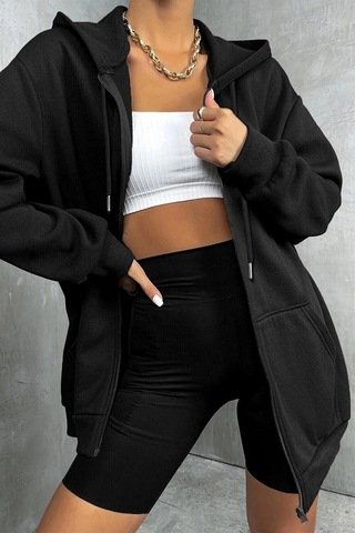 Startmore Adrift Ünisex Siyah Fermuarlı Oversize Sweatshirt New York21 Siyah