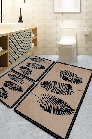 Chilai Home Hoja Bej 3'lü Set 60x100 Cm 50x60 Cm 40x60 Cm Banyo Halısı Djt Bej