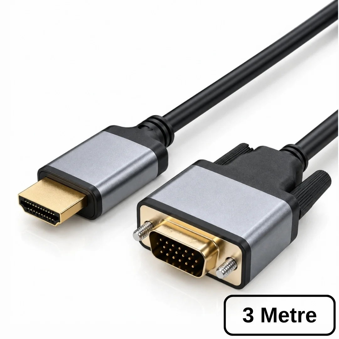 Hdmı To Vga Görüntü Çevirici Dönüştürücü Adaptör Monitör Uydu Tv Kablosu 3 Metre