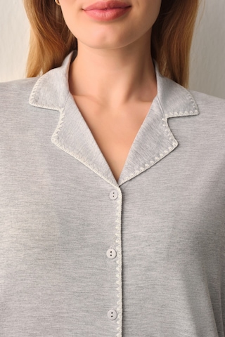 Suwen Hilary Gömlek Yaka Pijama Takımı Sh26628660b051 Gri Melanj