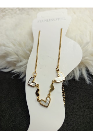 Stainless Steel Sedef Kalp Çelik Halhal Gold