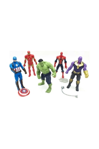 U-Toys Avangers 5'Li Figür Oyuncak Thanos Örümcek Adam Ironman Hulk Kaptan Amerika 12 Cm U Toys