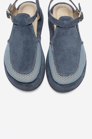 Luvi Shoes Lurelıa Kot Mavi Süet Hakiki Deri Fileli Kadın Sandalet