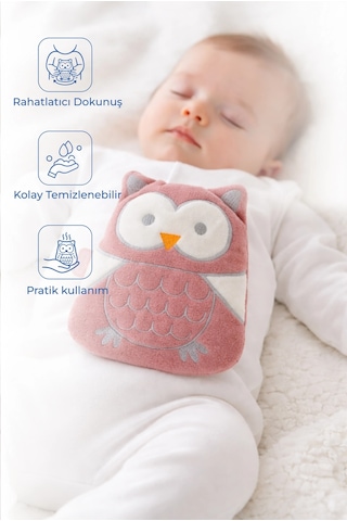 Babyjem Kiraz Çekirdekli Baykuş Kadife Rahatlatıcı Gaz Kemeri & Gaz Yastığı - Gül Kurusu