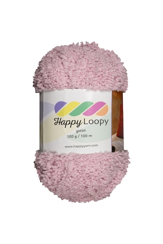 Happy Loopy Yarn - 100g / 100m %100 Polyester Buklet Örgü İpi - Açık Pembe