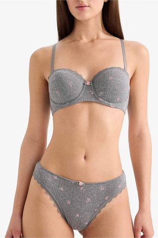 Defacto Çiçekli Dantel Detaylı Brazilian Külot F6141ax26spgr371 Gri-gr371