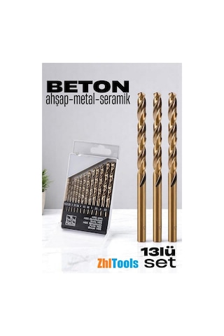 Zhltools Beton Matkap Ucu Seti- Çelik Beton Metal Ahşap Matkap 13 Lü Set