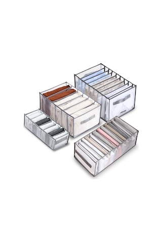 Hangfox Giyim Düzenleyici Seti - Çok Bölmeli, Katlanabilir, Yıkanabilir Nilon Organizerler 6+7+9+12 Bölmeli - Dolap Ve Seyahat İçin Uygun Gri