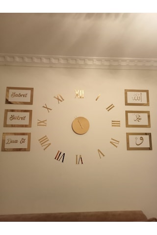 Salon Saat Seti Altın & Gümüş Çok Şık Göz Alıcı Gold - Gümüş