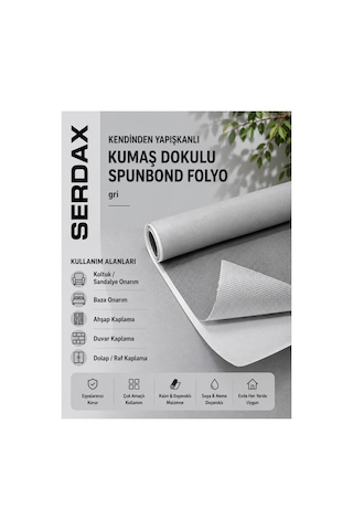 Kendinden Yapışkanlı Kumaş Dokulu Spunbond Folyo Koltuk-oto-baza-ahşap-metal-dolap-duvar Uygulamaları Gri Renk Gri Kendinden Yapışkanlı Kumaş Dokulu Spunbond Folyo Koltuk-oto-baza-ahşap-metal-dolap-duvar Uygulamaları Gri Renk Gri