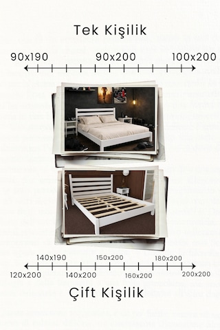 Renazzo Urban Masif Ahşap Karyola Beyaz 150x200 Beyaz - 150 X 200