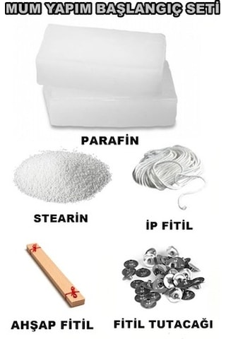 Mum Yapım Seti,1Kg Kokulu Mum Parafini,Fitil,Mum Çıtçıtı,Stearin