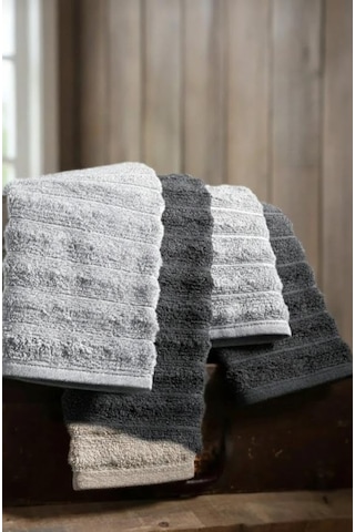 Dalgalı 4 Lü Havlu Seti -%100 Pamuk 2 Adet 70x140-2 Adet 50x90 Modern Ve Lüks Hamam Seti 4 Renk