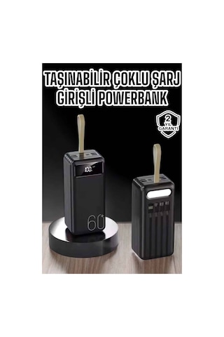 Powerbank 60.000 Mah 4 Portlu Uzun Şarj Süreli Dijital Göstergeli