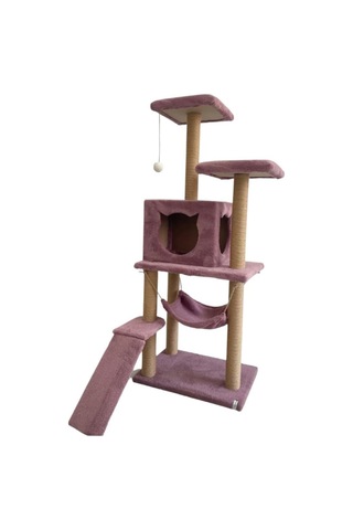 Pet S9 Kedi Tırmalama Kulesi Platformlu 124 Cm Gül Kurusu