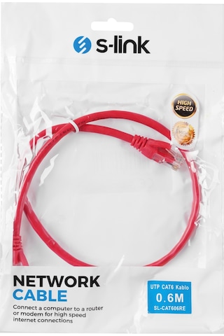 S-lınk Sl-cat606re Cat6 Patch 60cm Kablo Kırmızı 1923