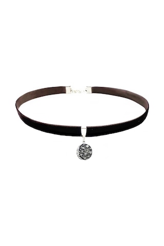 Kahverengi Kadife Galaksi Choker Mavi