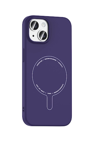 Maks Technology iPhone Uyumlu 15 Kılıf M-safe Şarj Özellikli Kamera Korumalı Mkst Elio Sert Pc Kapak - Derin Mor