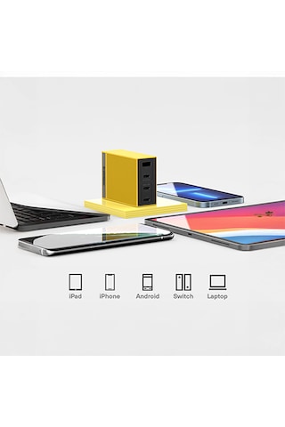 Sharge Usb-c 100w Gan Hızlı Şarj Cihazı - Sarı