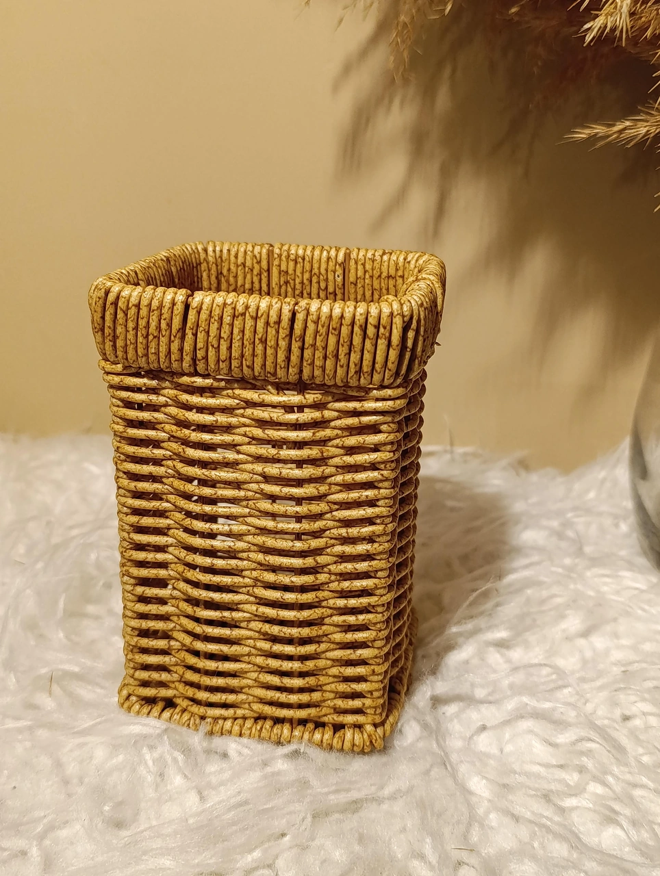 Hasır Rattan Kare Kaşıklık / Organizer Diğer