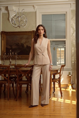 Sateen Sofia Düğme Detaylı Yelek - Bej-137607